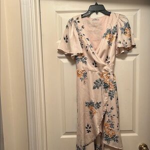 Cream and peach Floral High Low Dress